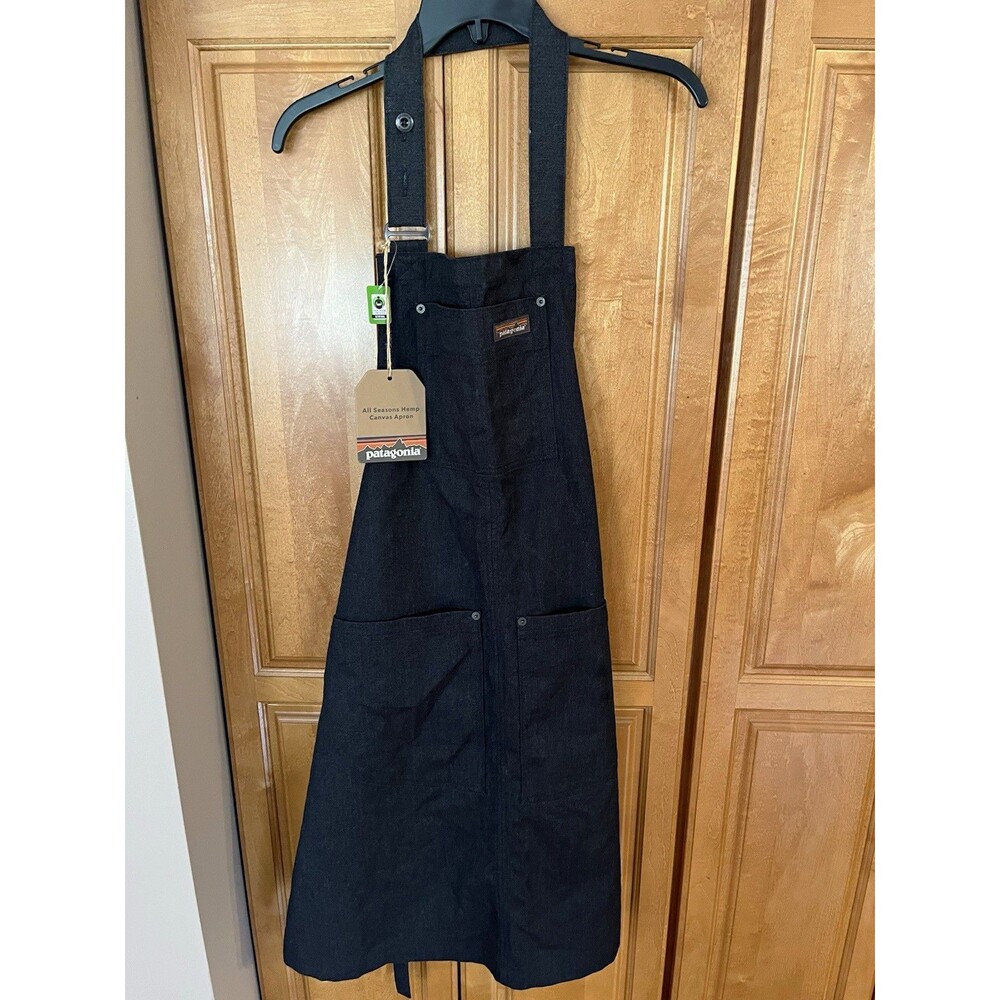 Patagonia All Seasons Hemp Canvas Bib Apron Black Workwear Pockets New w Tags